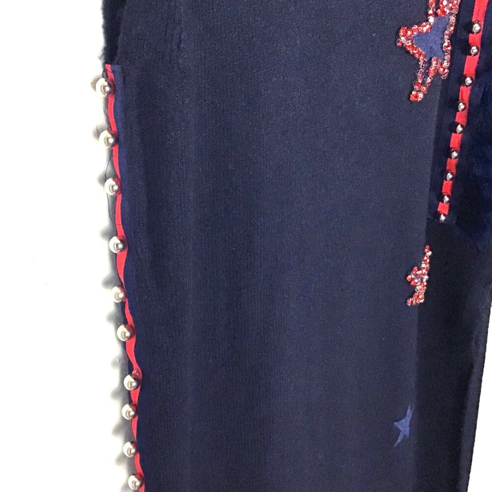 SHOWOFF Navy Blue Knit Embellished Graphic Sleeveless Dress - Picture 6 of 15